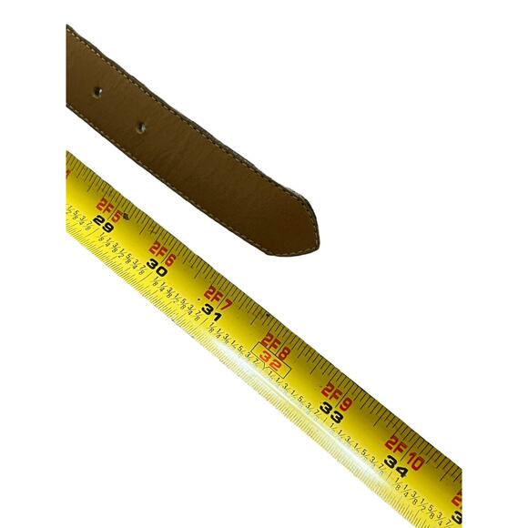 Century Canada 2821 Men's Brown Black Leather Belt Size S Floral Embossed Buckle - Picture 6 of 7